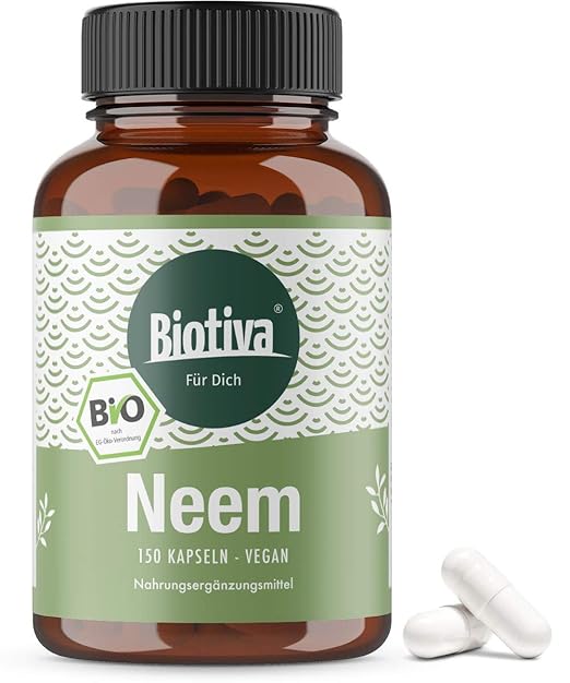 Neem Kapseln Bio - Azadirachta Indica - 150g Kapseln - 100% Vegan - Neembaum - Niembaum - Ayurveda Nahrungsergänzung - Bio-Qu