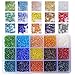 BALABEAD 3mm Transparent Rainbow Seed Beads, Size 8/0 Glass Seed Beads About 7500pcs in Box 15 Colors Assortment, 3mm Round, Hole 1.0mm (500pcs/Color, 15 Colors)