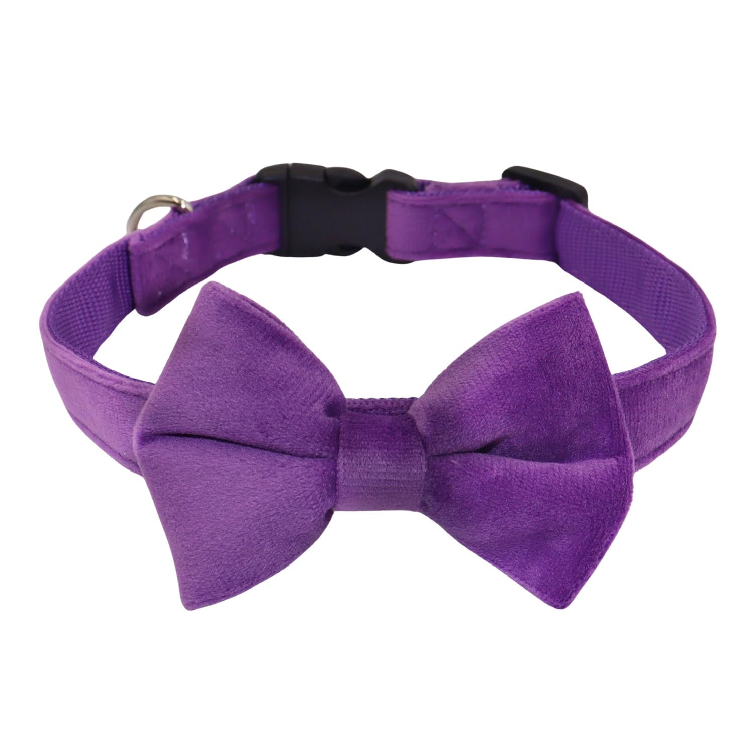 Photo 1 of WDPAWS Dog Collar with Bowtie Soft Velvet Material with Quick Release Buckle for Medium Dogs (Purple, M)