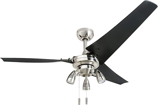 Honeywell 50611 Phelix High Power Ceiling Fan Led 56 Industrial 3 Black Abs Blades Brushed Nickel Amazon Com