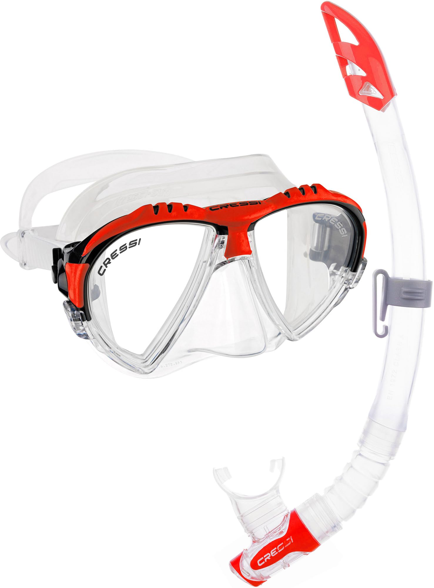 Cressi Adult Matrix & Gamma Mask & Snorkel Set - Clear/Red