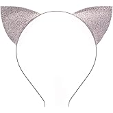 Merroyal Glitter Cat Ears Headband Halloween Fancy Dress Cat Woman Hairband Cosplay