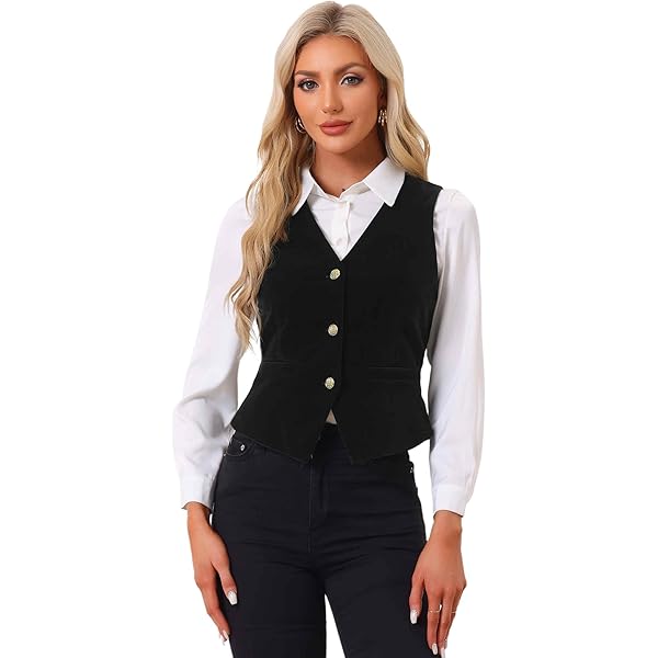Vintage Velvet Vest for Women V-Neck Cropped Sleeveless