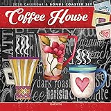 Coffee House 2020 12 x 12 Inch Monthly Square Wall Calendar and Coaster Set by Hopper Studios, Coast by 