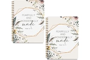 MQBMQB 2Pcs Boho Floral Religious Spiral Notebooks for Women, Notebook College Ruled, Bible Verse Notebook Travel Journal for Writing, Flower Diary Christian Gifts for Women, A5(8.3x5.8inch)
