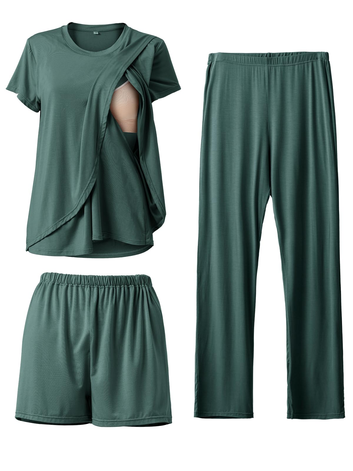 Rnxrbb 3 Piece Postpartum Nursing Pajamas Set