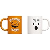 Pearhead Halloween Coffee Mug Set of 2 Fall Pumpkin Ghost Ceramic Cups 16oz Microwave Dishwasher Safe Autumn Gift