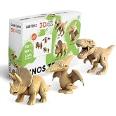CARTONIC Dinosaurs Trio Cardboard 3D Puzzle Set - 312 Pieces, Beginner Skill Level, Natural Kraft Material, Modern Style, Indoor Use