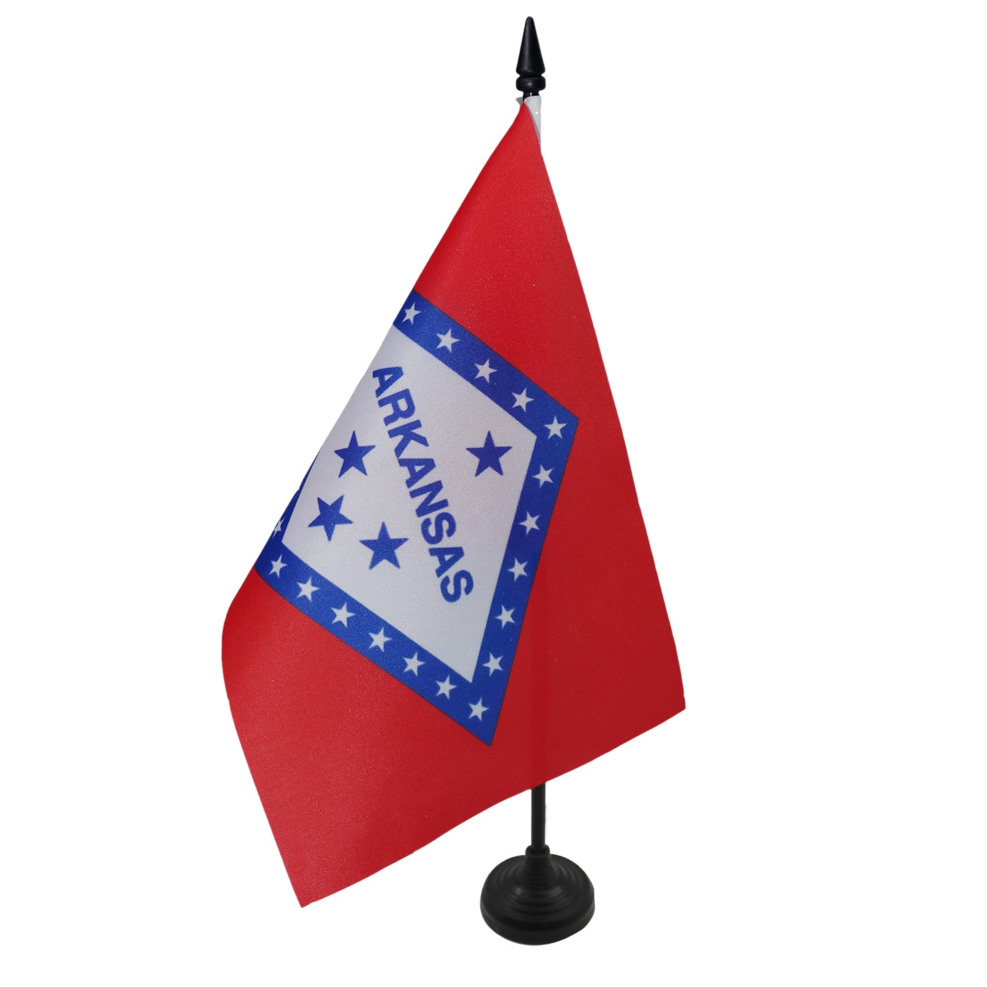 AZ FLAG Arkansas Table Flag 5'' x 8'' - US state of Arkansas Office Decoration 100% Polyester 21 x 14 cm - Mini Desk Flag with Pole and Black Plastic Base