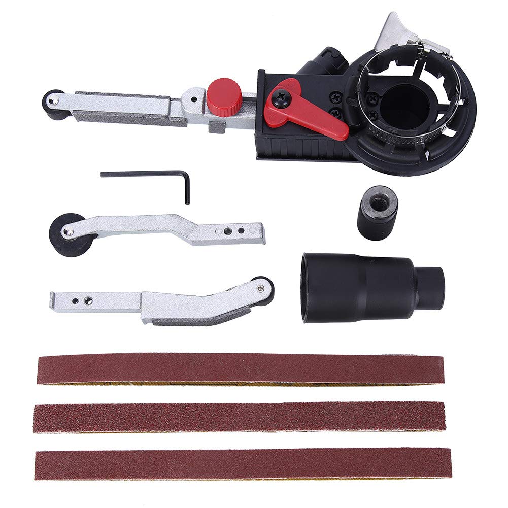 Universal Belt Sanding Adapter Kit for 4" Angle Grinder, 3 Types Aluminum Alloy Belt Sander Converter with 3PC Belts for Plastic Steel Wood Polishing