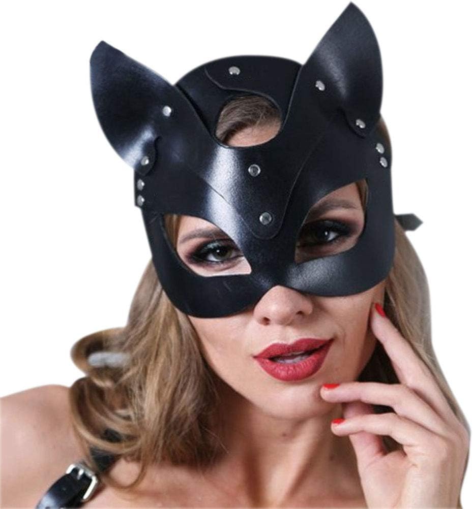 MAOJIE Leather cat mask ladies cat head mask party mask catwoman cosplay mask