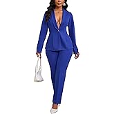 Kafiloe Pant Suits for Women Dressy Long Sleeve Blazer Sets 2 Piece Outfit Business Casual Work Set