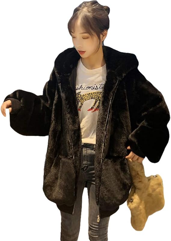 Amazon Lucky Lemon ボアブルゾン レディース ボアジャケット フード付き アウターコート アウトドア もこもこ 防寒 秋冬 ゆったり 暖かい 人気 韓国風 コート ジャケット 通販