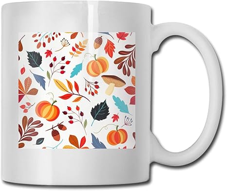 Amazon Co Jp マグカップ おしゃれ セラミック マグカップ 白 無地 330ml レンジ対応 エスプレッソカップ 面白 プリント 秋柄かぼ ちゃ カップ ホーム キッチン