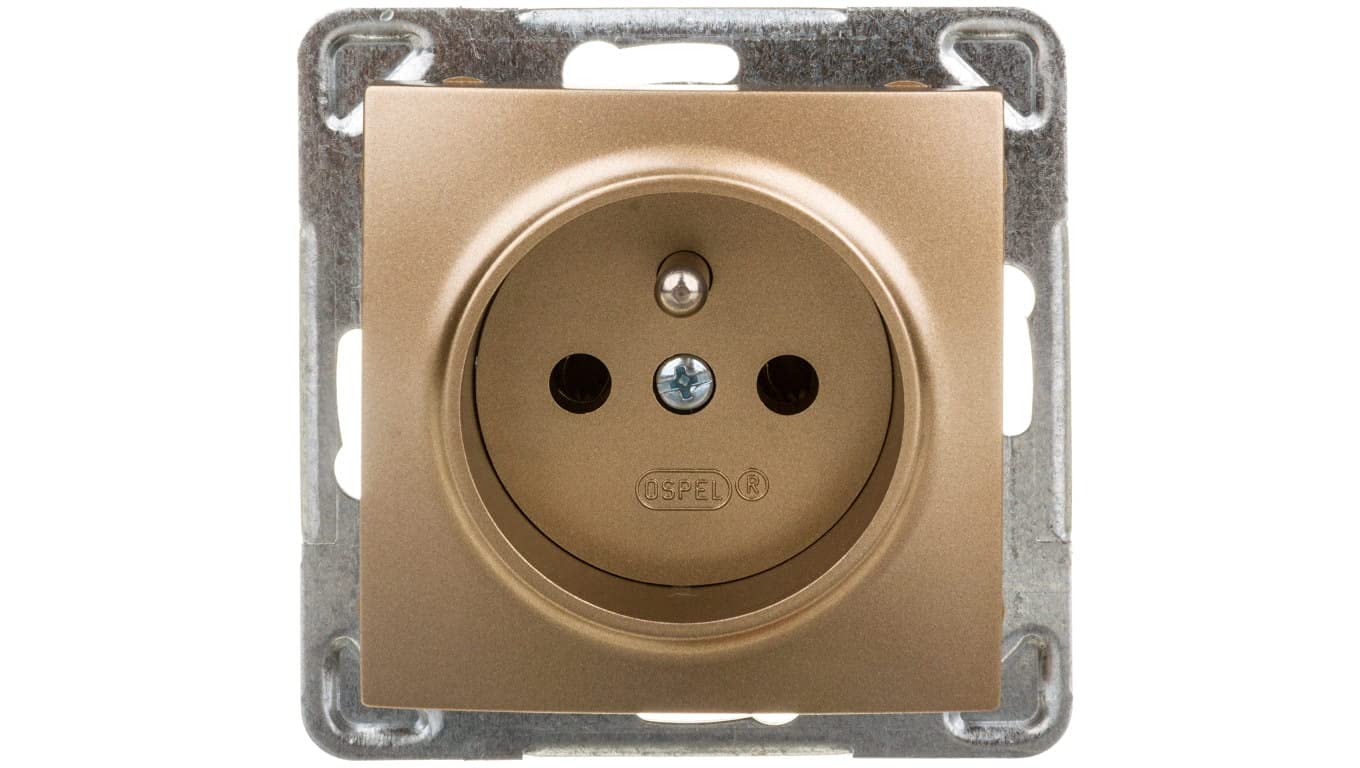 Ospel GP-1YZ/m/28 Socket Gold IP20, 16 A 71 mm 37 mm 71 mm