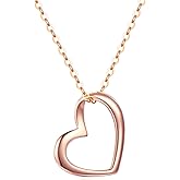 Solid 14k Gold Heart Necklace for Women, Fine Gold Love Jewelry Gifts for Wife/Mother/Girlfriend, Birthday Pesent for Her, 16+2 Inch