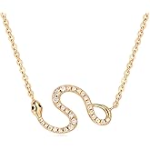 Fettero Gold Necklace for Women Snake Pendant 14K Gold Plated Charm Snake Animal Necklace for Everyday Jewelry