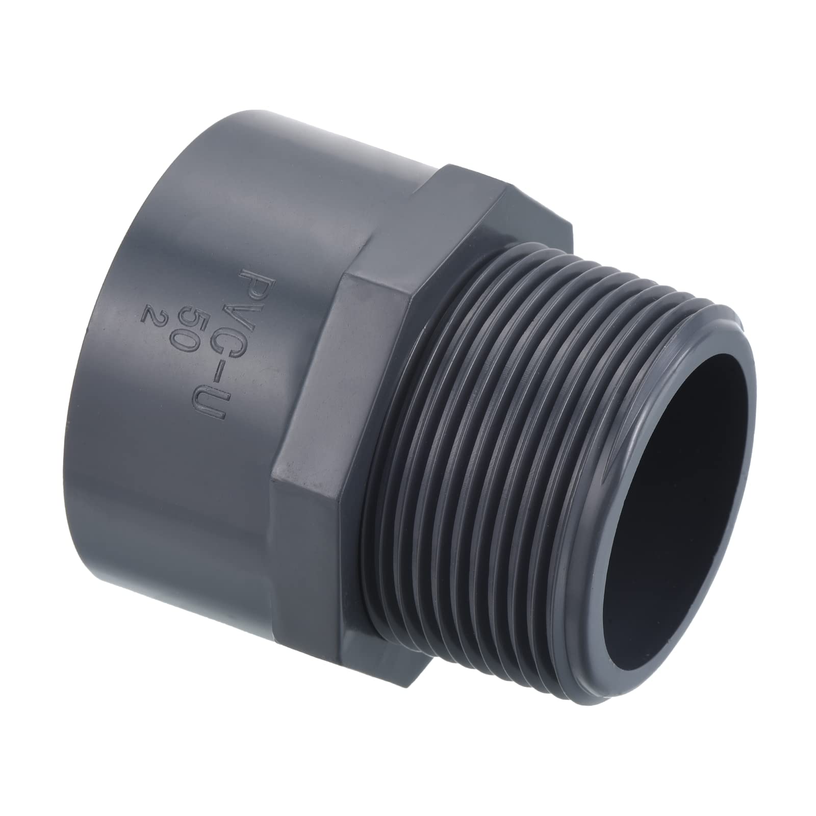 PATIKIL G1-1/2 Male Thread Pipe Fitting, 50mm Socket Straight Tube Hose Connector Adapter, Gray