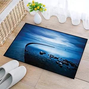 Alfombrilla de Baño Antideslizantes, Seascape, Seaside Rocks Curvy
