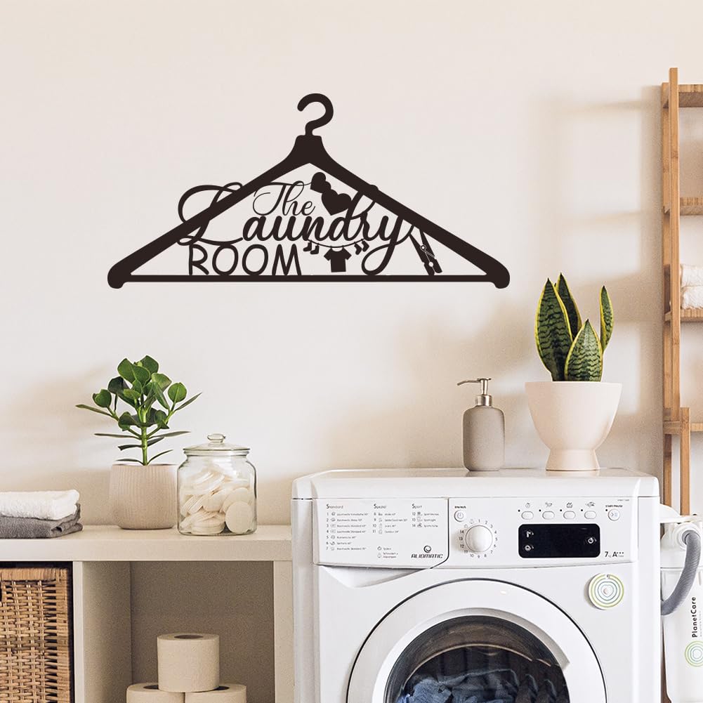 SUPERDANT The Laundry Room Wall Stickers Hanger Shape Wall Art Stickers Laundry Wall Decals Large Size Black Home Art Vinyl Sticker for Laundry Room Wall Decor