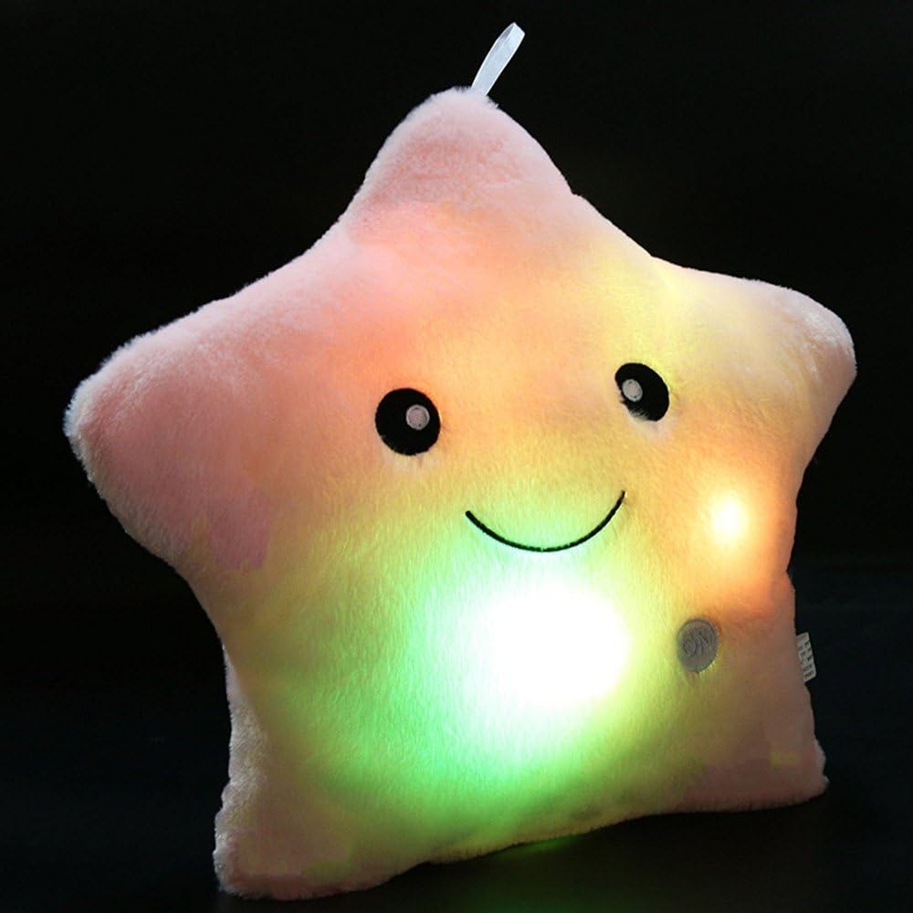 LemonGo Beautiful Bling Cute Luminous LED Star Plush Toys Pillow Best Gift for Girls Kids as a Birthday Gift or Festival Gift (Yellow)