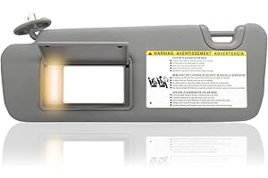 CRAZYPARTS Driver Left Side Sun Visor Replacement Compatible with Toyota Highlander 2014 2015 2016 2017 2018 2019 Replaces# 74320-0E074-B0 Color Gray