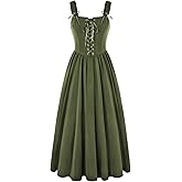 Scarlet Darkness Renaissance Dress Women Lace Up Cottagecore Sleeveless Long Dress Medieval Costume