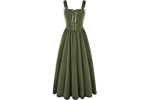 Scarlet Darkness Renaissance Dress Women Lace Up Cottagecore Sleeveless Long Dress Medieval Costume