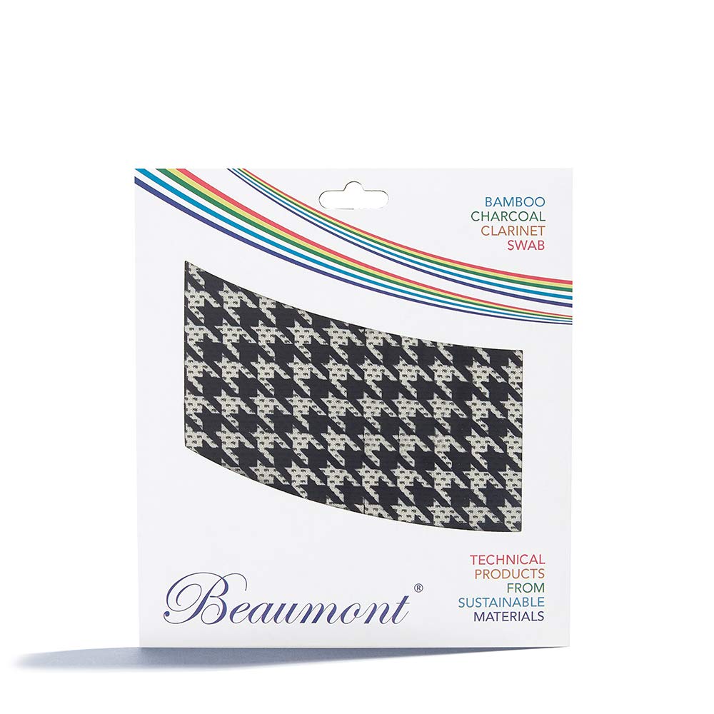 Beaumont "Hounds Tooth" Bamboo Charcoal Clarinet Cloth with String Cleaning Swab for b Flat Internal Cleaner for Buffet, Yamaha, Selmer, Leblanc (BCPT-HT)