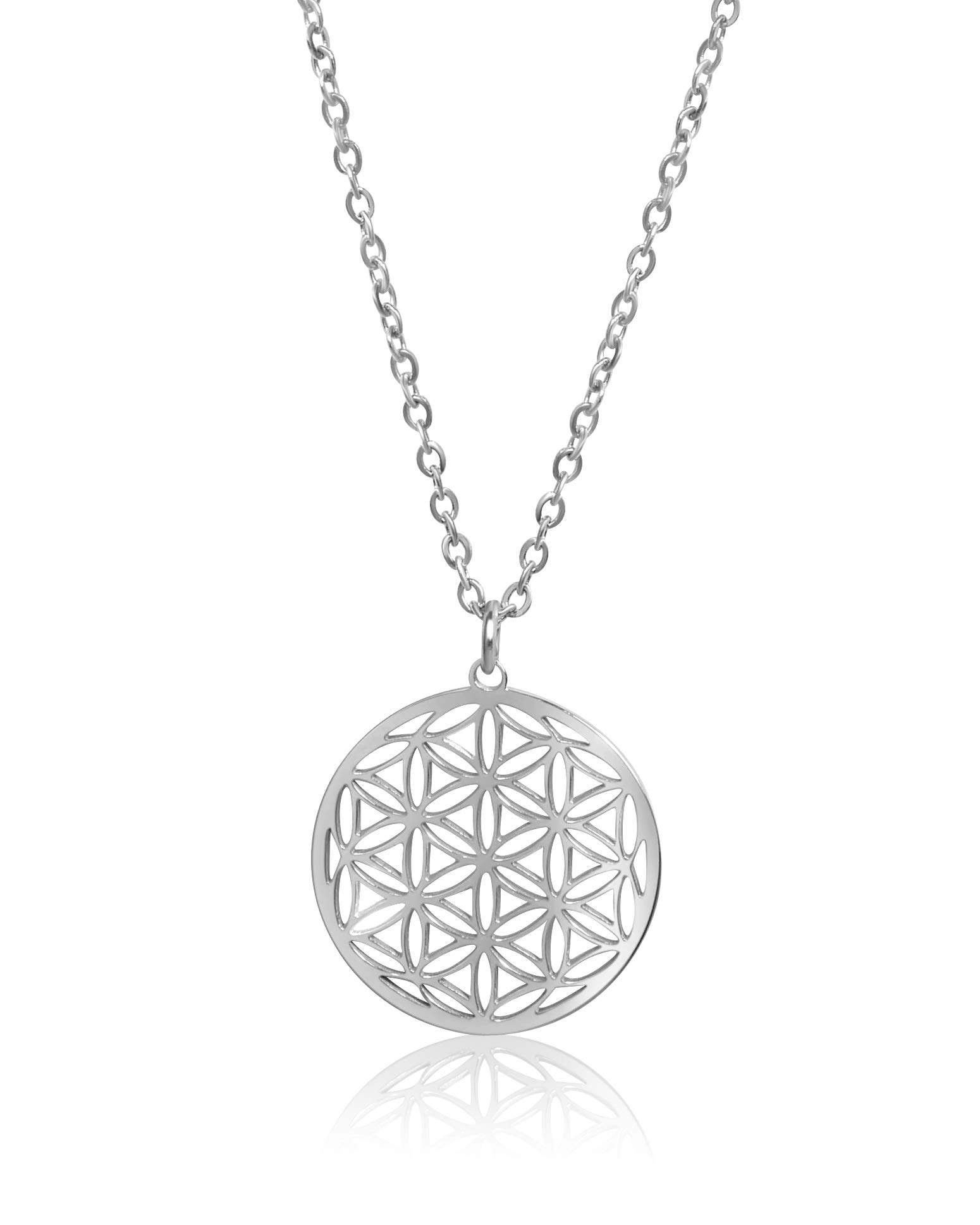Nuoli® Flower of Life Necklace Women's (45 + 5 cm Adjustable) Necklace with Flower of Life Pendant for Women and Girls silver
