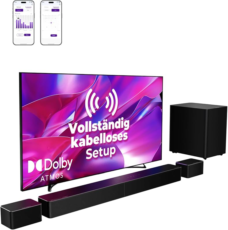 7.1 Vollständig Kabelloses Surround Sound System mit Dolby Atmos