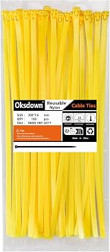 Oksdown 100 Pack Yellow Cable Ties Heavy Duty 300mm x 7.6mm Nylon Zip Ties view 2