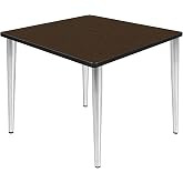Regency Kahlo 36 in. Square Breakroom Table- Neo Walnut Top, Chrome Tapered Legs