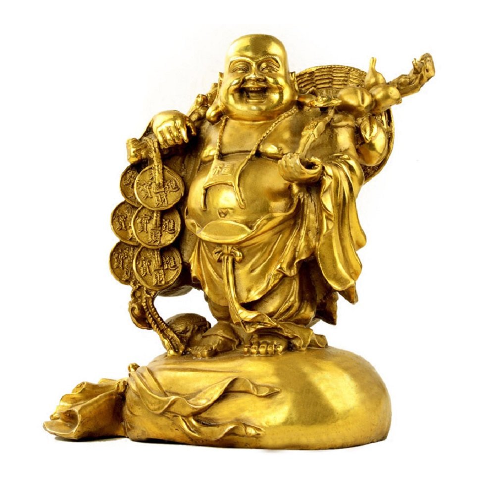 Chinese Arts & Culture Fengshui Statue buddha Brass statues laughing Buddha Carrying bag God of Wealth Figurines Buddha Statues Home Decor Housewarming Congratulatory Gift