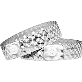 OUCHAN Holographic Plastic Wristbands Silver - 100 Pack Vinyl Wristbands for Events Parties