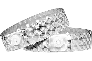 OUCHAN Holographic Plastic Wristbands Silver - 100 Pack Vinyl Wristbands for Events Parties