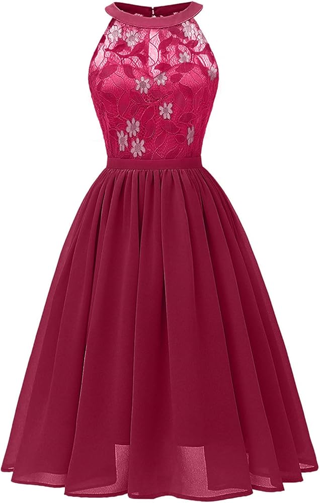 red halter lace dress