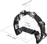 igadgitz Xtra U6994 Half Moon Hand Tambourine Double Cutaway Black view 2