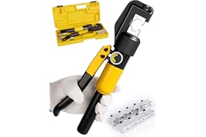 HYCLAT 10 Tons Hydraulic Crimping Tool Battery Cable Lug Terminal Crimper with 9 Pairs of Dies, 12 AWG to 2/0 AWG Wire Crimping Tool