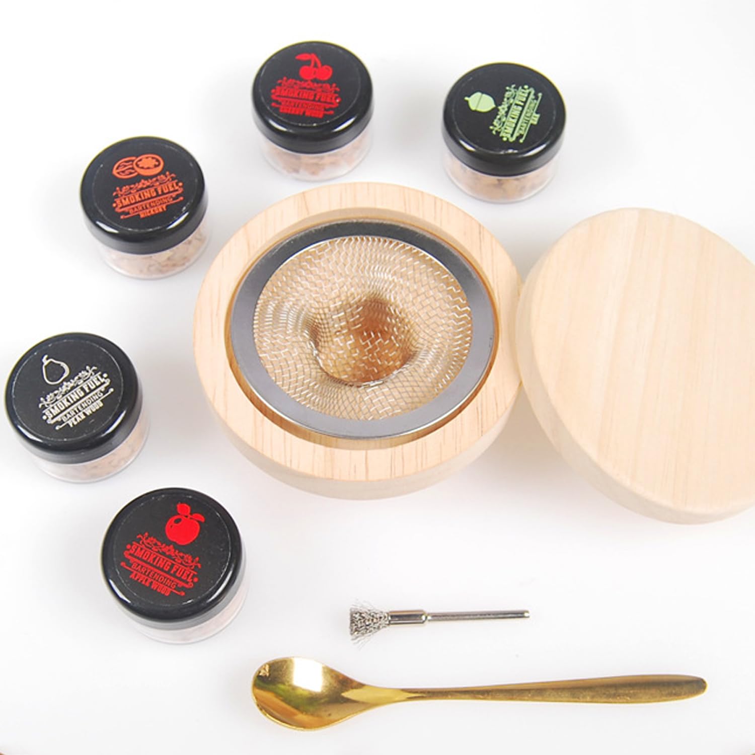 VOVCIG Cocktail Smoker Kit, Whiskey Smoker Kit with 5 Wooden Chips, Wooden Chips Smoker Set, Father's Day Gift, Cocktail Accessories for Whiskey, Drinks, Coffee, Red Wine