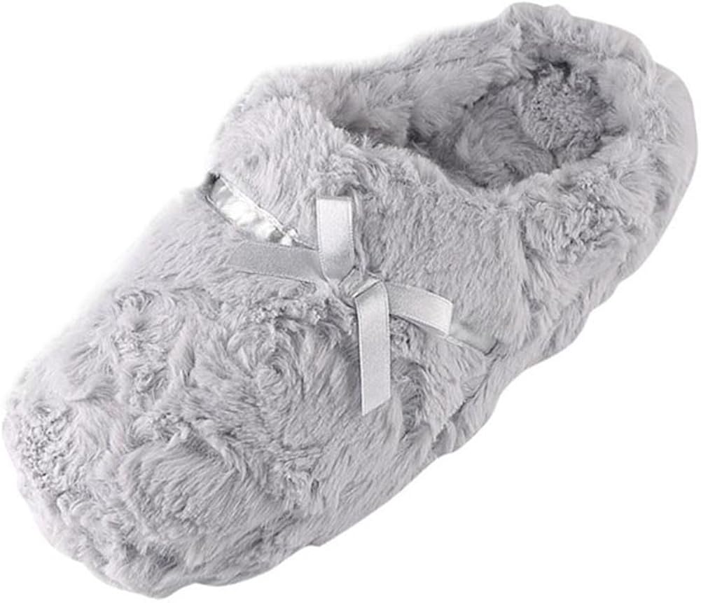 fluffy closed toe slippers