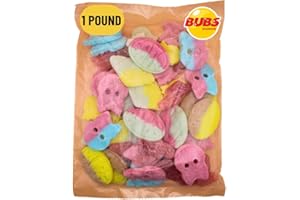 Bubs Swedish Godis Candy, 1 Pound Mix, Sweet and Sour Candy Mix, Foam Candy, Vegan Foam Candy, Bubs Giant Sour Foam Raspberry Skulls, Bubs Banana Foam Candy, Bubs Dizzy Skull Sour Foam Gummies, Bubs Sour Tutti Frutti Candy, 1 Pound Mixed Bag, Packed in a Blue Desert Market Bag