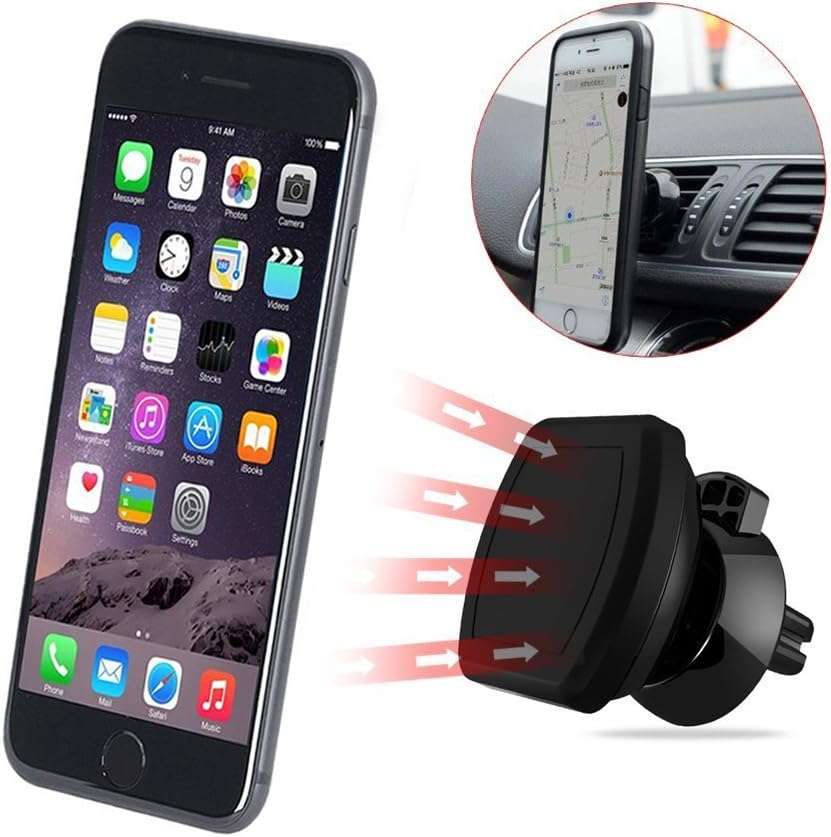 Vkaiy Car Phone Holder, Universal Air Vent Magnetic Car Mount Holder for iPhone/Samsung Galaxy/Nexus/Sony/Nokia, GPS, Car Phone Mount Cradle with One-button Release, Magnetic Cellphone Holder for Car