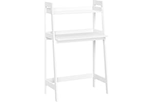 RiverRidge Kids Desk with Ladder Shelf - White Writing Table for Homework, Arts & Crafts - Spacious Tabletop with Open Shelf - Compact Design - Easy Assembly Kids Table for School-Age Children