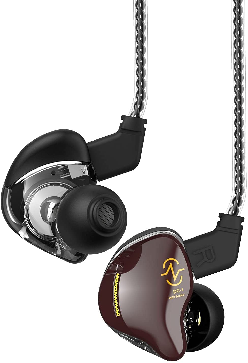 Yinyoo Earphones Wired, CCZ Coffee Bean in-Ear Monitors Headphones, Noise Cancelling Wired Earbuds with 1DD Dynamic Driver HiFi Bass Sound for Musicians Stage Drummer Church (With mic, Brown) — image 1