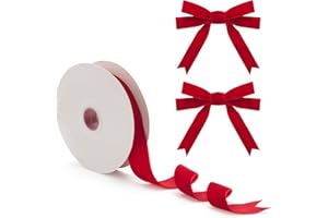 COOWAYZE Red Velvet Ribbon 1 Inch, Velvet Christmas Ribbon, 10 Yards Vintage Thick Velvet Ribbon for Gift Wrapping Christmas Tree Ornaments, Velvet Bows Making, Wreaths Decoration, Hair Ties Crafts, Sewing