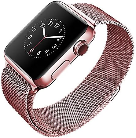 Apple Watch Band, GEENKER 38mm Milanese Loop Stainless Steel Bracelet Strap Replacement Wrist iWatch Band with Magnetic Closure Clasp for Apple Watch 38mm (No Buckle Needed) (Rose Gold)