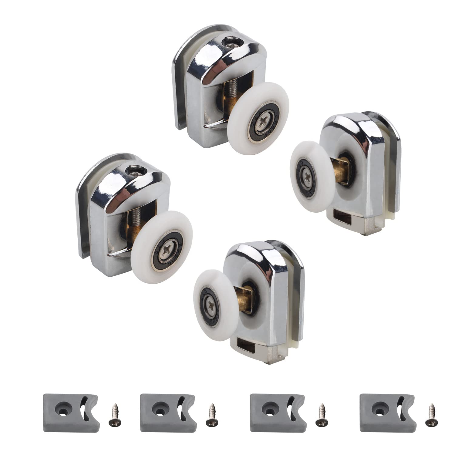 Cokritsm 4Pcs Shower Door Rollers, 25MM Sliding Shower Doors Wheels Replacement Roller Runner Wheel, Shower Door Runners Pulleys for Curved Glass Doors 4-6mm