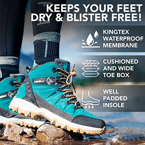 Foxelli Women’s Hiking Boots Suede Leather Waterproof Hiking Boots