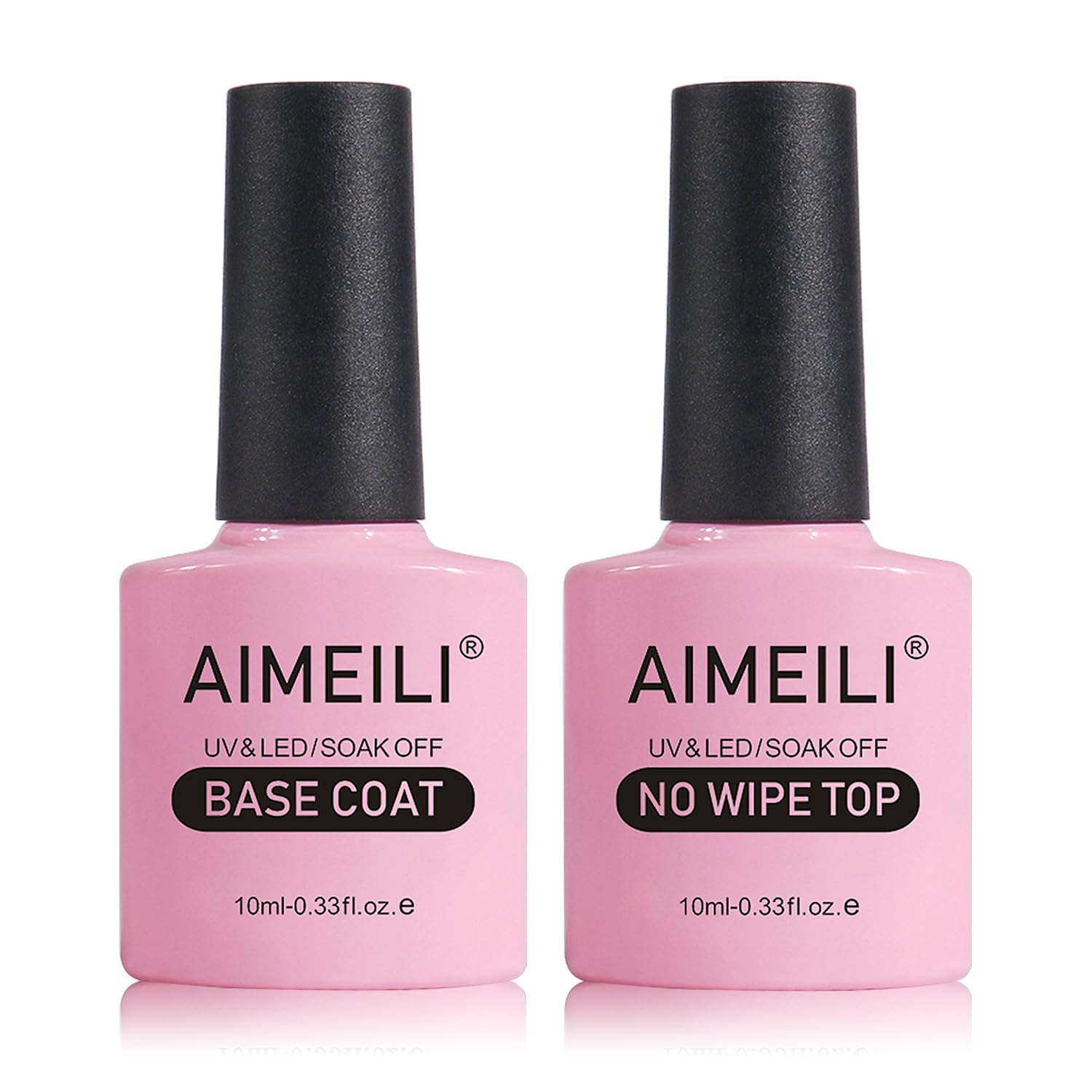 AIMEILI No Wipe Top Coat and Base Coat Set 2x10ml Soak Off UV LED Gel Nail Polish Varnish Long Lasting Manicure Gel Polish